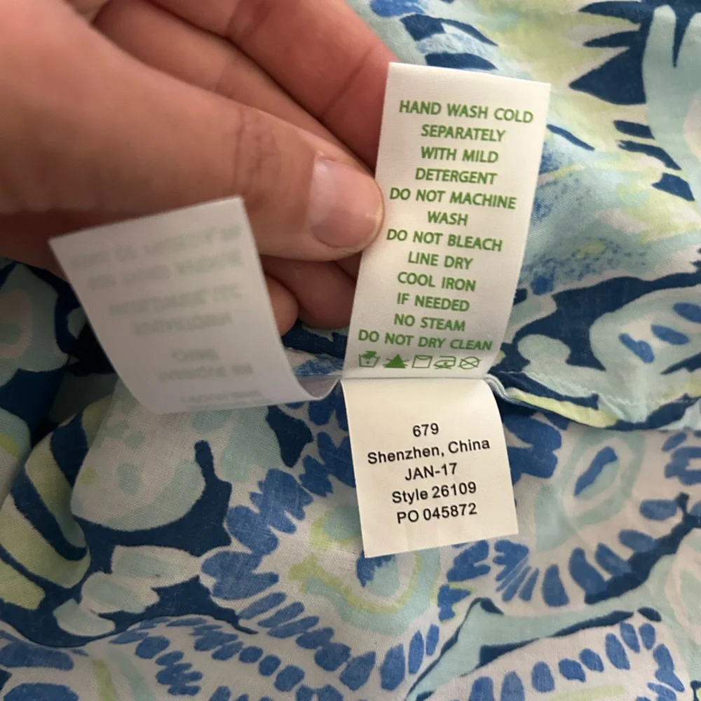 Lilly Pulitzer Cold Shoulder Dress Sz Small Tasseled Airy Blue Green EUC - Picture 7 of 12